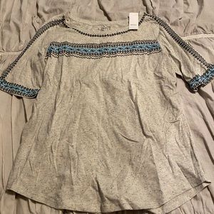 NWT Grey Patterned Loft Short Sleeve Shirt - size M
